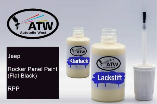 Jeep, Rocker Panel Paint (Flat Black), RPP: 20ml Lackstift + 20ml Klarlack - Set, von ATW Autoteile West.